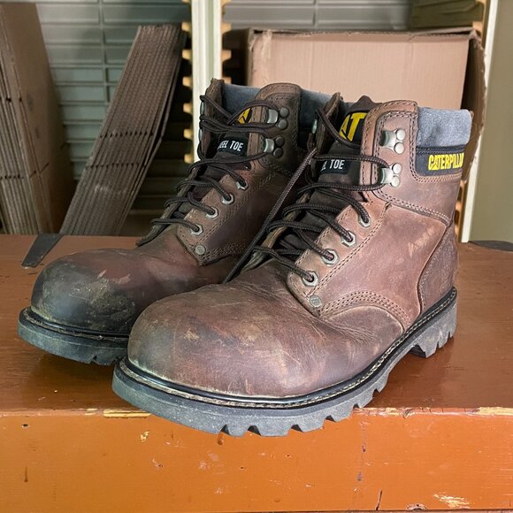 CATERPILLAR Mens Size 12 Second Shift Brown Leather Steel Toe Work Boot F2413-11 - Picture 1 of 10